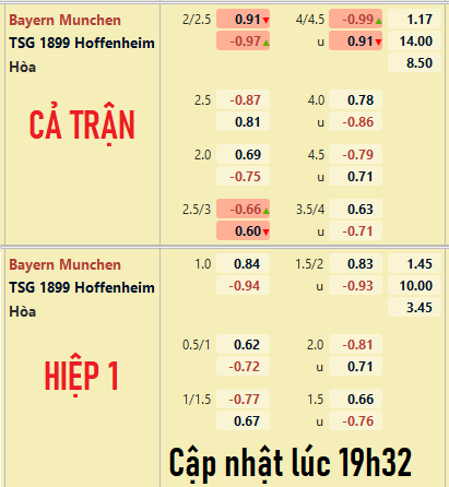 CHỐT KÈO trực tiếp trận Bayern Munich vs Hoffenheim