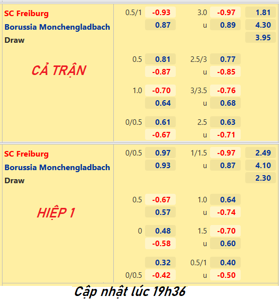 CHỐT KÈO trực tiếp trận Freiburg vs M'gladbach, 20h30 ngày 23/4: VĐQG Đức