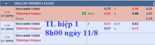CHỐT KÈO bóng đá và tư vấn trực tiếp trận Newcastle vs Tottenham