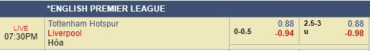 Thông tin trước trận và cập nhật tỷ lệ châu Á: Tottenham vs Liverpool