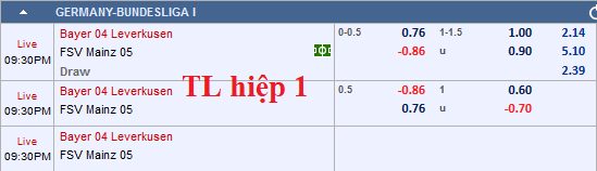 CHỐT KÈO TRỰC TIẾP trận Leverkusen vs Mainz 