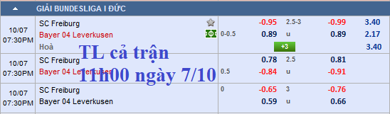 CHỐT KÈO TRỰC TIẾP trận Freiburg vs Leverkusen 