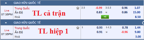 CHỐT KÈO TRỰC TIẾP Trung Quốc vs Ấn Độ