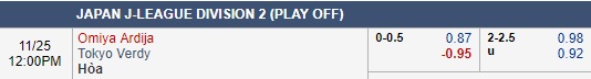 Nhận định Omiya Ardija vs Tokyo Verdy, 11h00 ngày 25/11: Playoff lên chơi giải VĐQG Nhật Bản