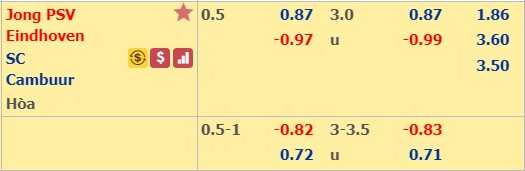 Nhận định bóng đá Jong PSV vs Cambuur