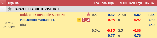 Nhận định bóng đá Consadole Sapporo vs Matsumoto Yamaga, 12h00 ngày 17/7: VĐQG Nhật Bản