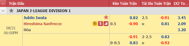 Nhận định bóng đá Jubilo Iwata vs Sanfrecce Hiroshima, 17h00 ngày 31/8: VĐQG Nhật Bản