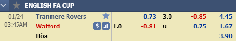 Nhận định bóng đá Tranmere vs Watford, 02h45 ngày 24/1: FA Cup
