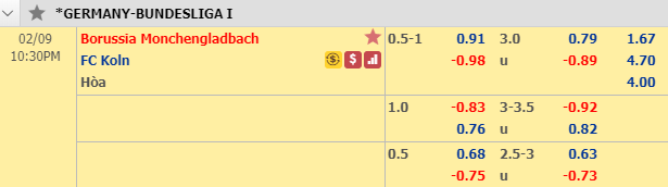 Nhận định bóng đá Gladbach vs FC Koln, 21h30 ngày 9/2: VĐQG Đức