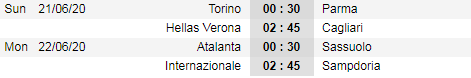 Lịch thi đấu bù vòng 25 VĐQG Italia - Serie A