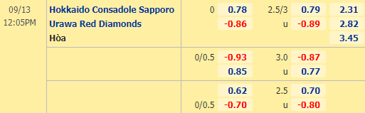 Nhận định soi kèo Consadole Sapporo vs Urawa Reds, 11h05 ngày 13/09: VĐQG Nhật Bản