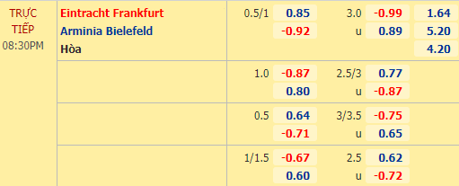 Nhận định soi kèo Eintracht Frankfurt vs Bielefeld, 20h30 ngày 19/09: VĐQG Đức