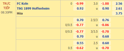 Nhận định soi kèo FC Koln vs Hoffenheim , 20h30 ngày 19/09: VĐQG Đức