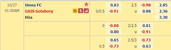Nhận định soi kèo Umea vs GAIS, 01h00 ngày 27/10: Hạng 2 Thụy Điển