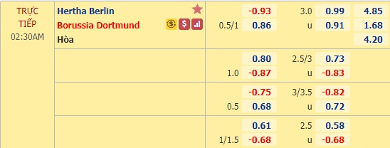 Nhận định bóng đá Hertha Berlin vs Dortmund, 02h30 ngày 22/11: VĐQG Đức