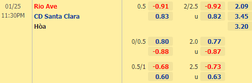 Nhận định bóng đá Rio Ave vs Santa Clara, 23h30 ngày 25/01: VĐQG Bồ Đào Nha