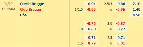 Nhận định bóng đá Cercle Brugge vs Club Brugge, 00h45 ngày 29/01: VĐQG Bỉ