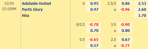 Nhận định bóng đá Adelaide United vs Perth Glory, 15h05 ngày 05/02: VĐQG Australia