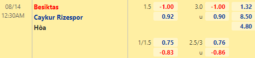 Nhận định bóng đá Besiktas vs Rizespor, 00h30 ngày 14/08: VĐQG Thổ Nhĩ Kỳ