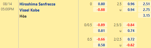 Nhận định bóng đá Sanfrecce Hiroshima vs Vissel Kobe, 17h00 ngày 14/08: VĐQG Nhật Bản