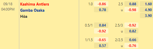 Nhận định bóng đá Kashima Antlers vs Gamba Osaka, 16h00 ngày 18/09: VĐQG Nhật Bản