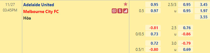 Nhận định bóng đá Adelaide United vs Melbourne City, 15h45 ngày 27/11: VĐQG Australia