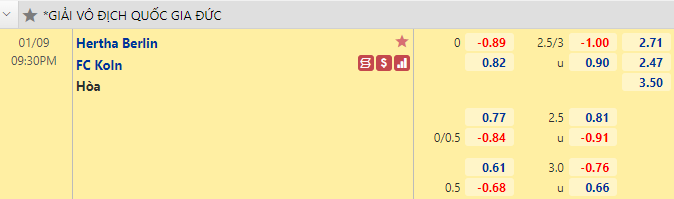 Nhận định bóng đá Hertha Berlin vs FC Koln, 21h30 ngày 9/1