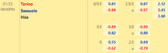 Nhận định bóng đá Torino vs Sassuolo, 21h00 ngày 23/01: VĐQG Italia