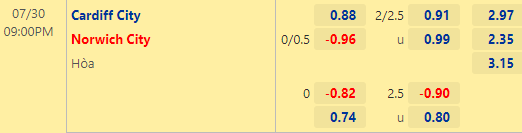 Nhận định bóng đá Cardiff City vs Norwich City, 21h00 ngày 30/07: Hạng nhất Anh