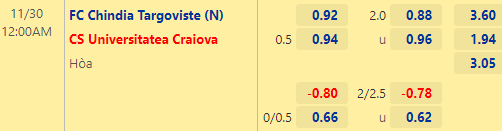 Nhận định bóng đá Chindia Targoviste vs Universitatea Craiova, 00h00 ngày 30/11: VĐQG Romania