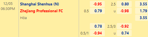 Nhận định bóng đá Shanghai Shenhua vs Zhejiang, 18h30 ngày 05/12: VĐQG Trung Quốc