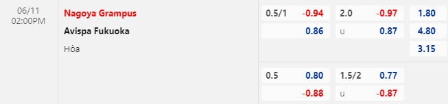 Nhận định bóng đá Nagoya Grampus vs Avispa Fukuoka, 14h00 ngày 11/6: VĐQG Nhật Bản