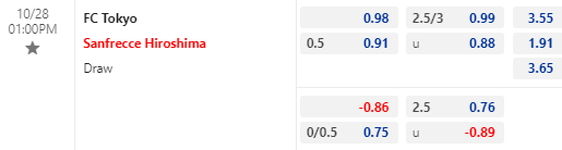 Nhận định bóng đá FC Tokyo vs Sanfrecce Hiroshima, 13h00 ngày 28/10: VĐQG Nhật Bản