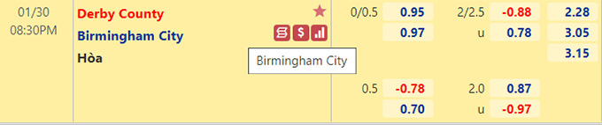 Nhận định bóng đá Derby County vs Birmingham, 20h30 ngày 30/1: Hạng nhất Anh