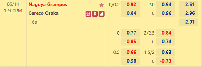 Nhận định bóng đá Nagoya Grampus vs Cerezo Osaka, 12h00 ngày 14/5: VĐQG Nhật Bản